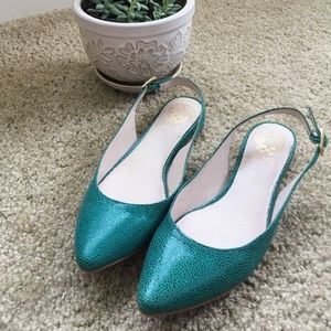 Vince Camuto Tendra Teal Slingback Flat Leather